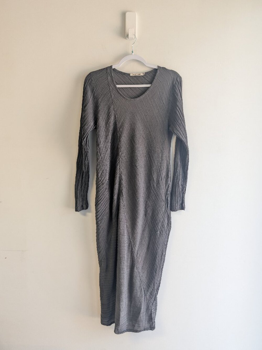 Arni Krosner Long Sleeve Gauze Textured Midi Dress